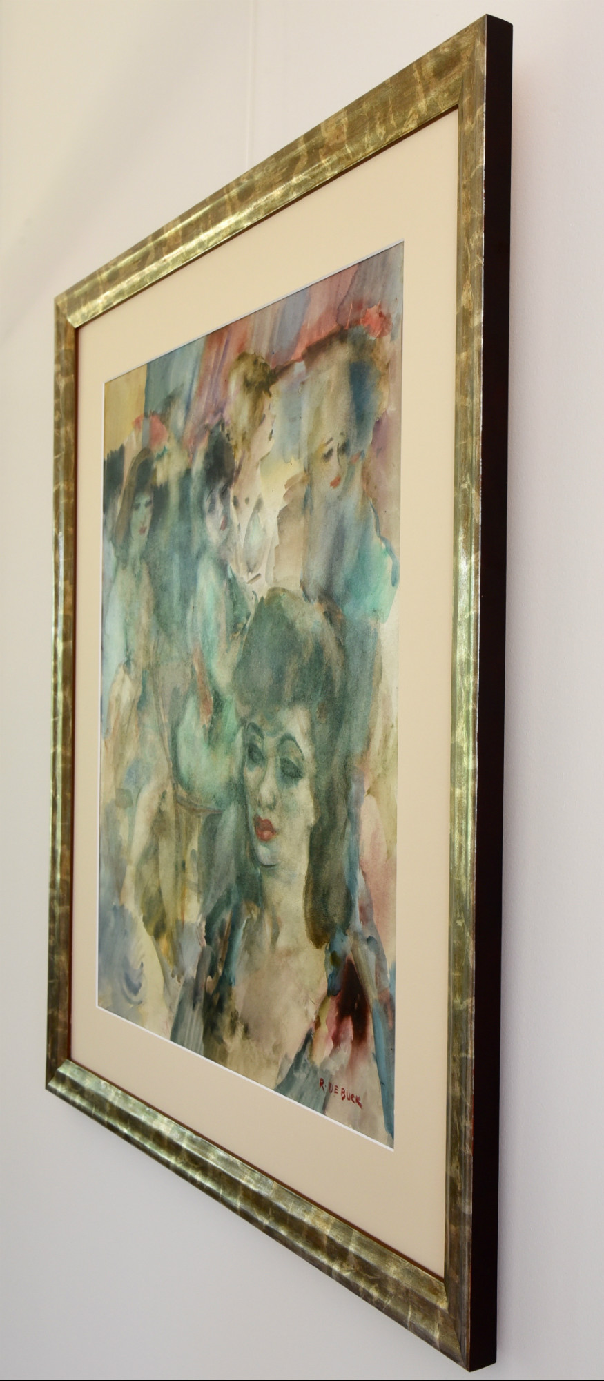 875x2000 Art Deco Watercolor Painting Elegant Ladies In A Bar. - Art Deco Watercolor