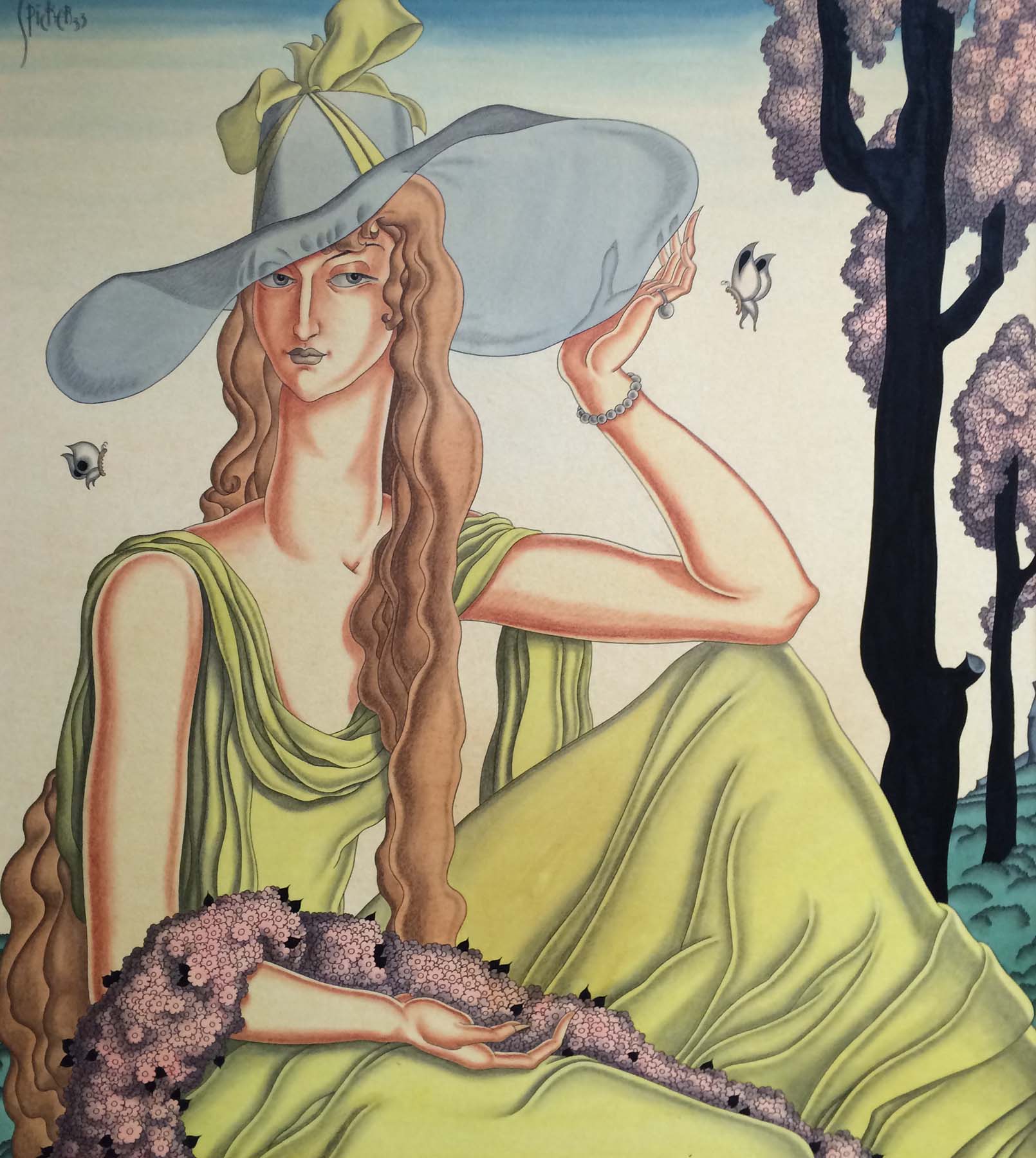 1610x1800 Frank Spicker American Art Deco Watercolor 1933 Modernism - Art Deco Watercolor