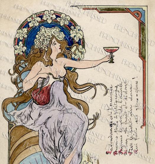 525x556 Wine Grape Harvest Celebration Digital Frenchkissed - Art Nouveau Watercolor