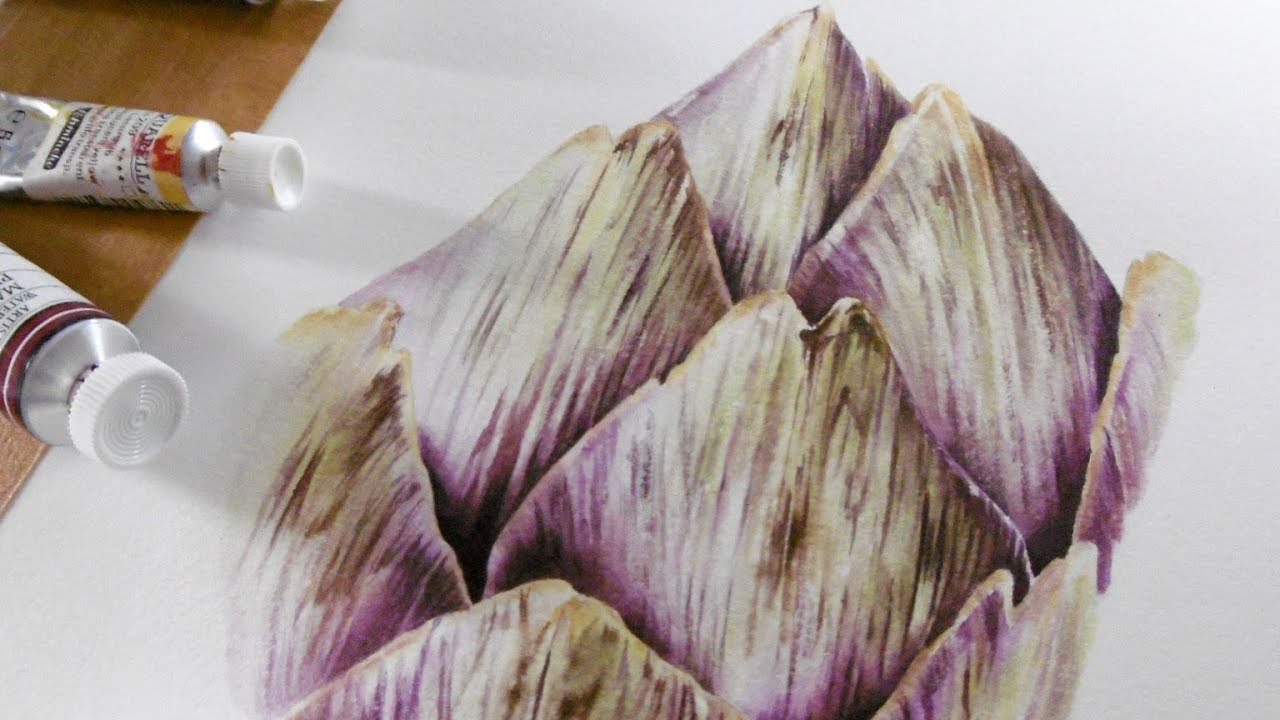 1280x720 How To Paint Realistic Texture On An Artichoke In Watercolor - Artichoke Watercolor