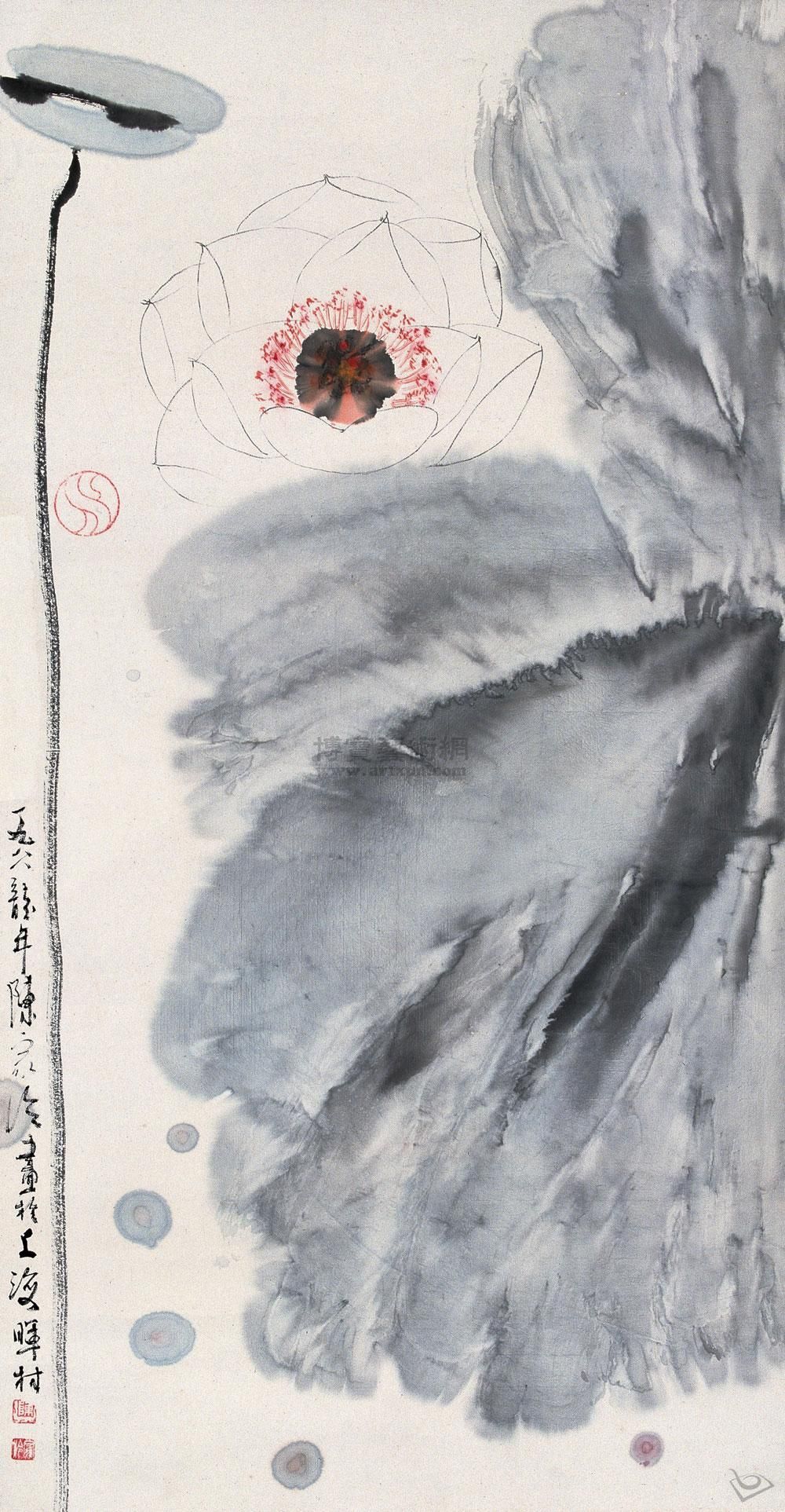 1000x1925 Asian Watercolor Ink Art Lotus, Chinese Painting - Asian Watercolor