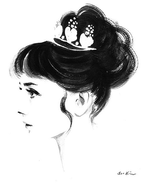 500x627 Audrey Hepburn Profile - Audrey Hepburn Watercolor
