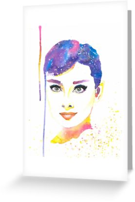 277x415 Audrey Hepburn Watercolor Greeting Cards By Jestofko Redbubble - Audrey Hepburn Watercolor