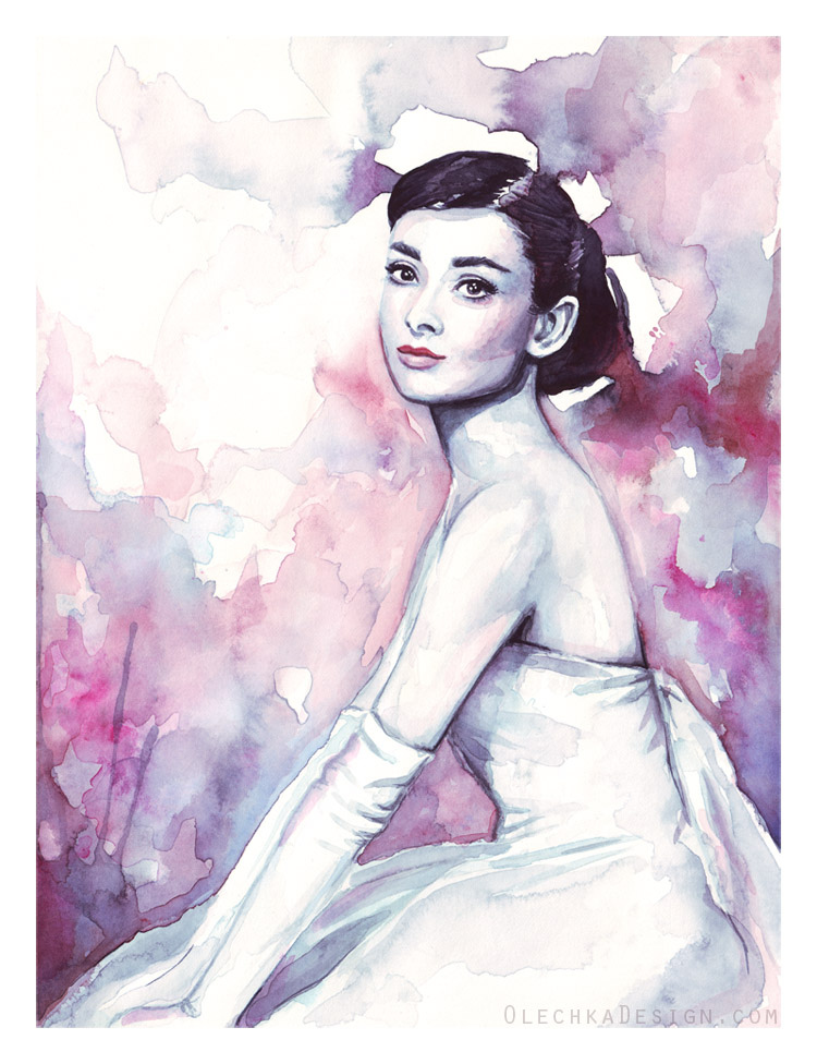 750x976 Audrey Hepburn Watercolor Portrait Watercolor - Audrey Hepburn Watercolor