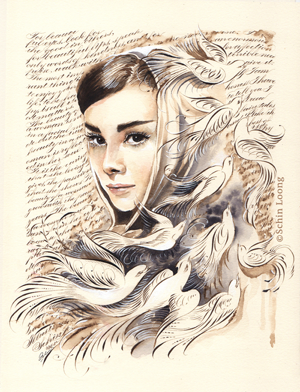 600x783 Audrey Hepburn On Behance - Audrey Hepburn Watercolor