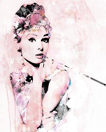 350x438 Audrey Hepburn Wall Art - Audrey Hepburn Watercolor