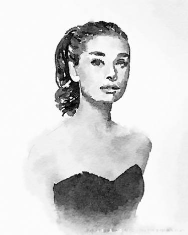 375x469 Watercolor Audrey Hepburn Painting By Luis Villeda Saatchi Art - Audrey Hepburn Watercolor