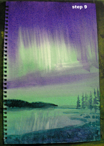 423x593 Northern Lights (Wiptutorial) - Aurora Borealis Watercolor