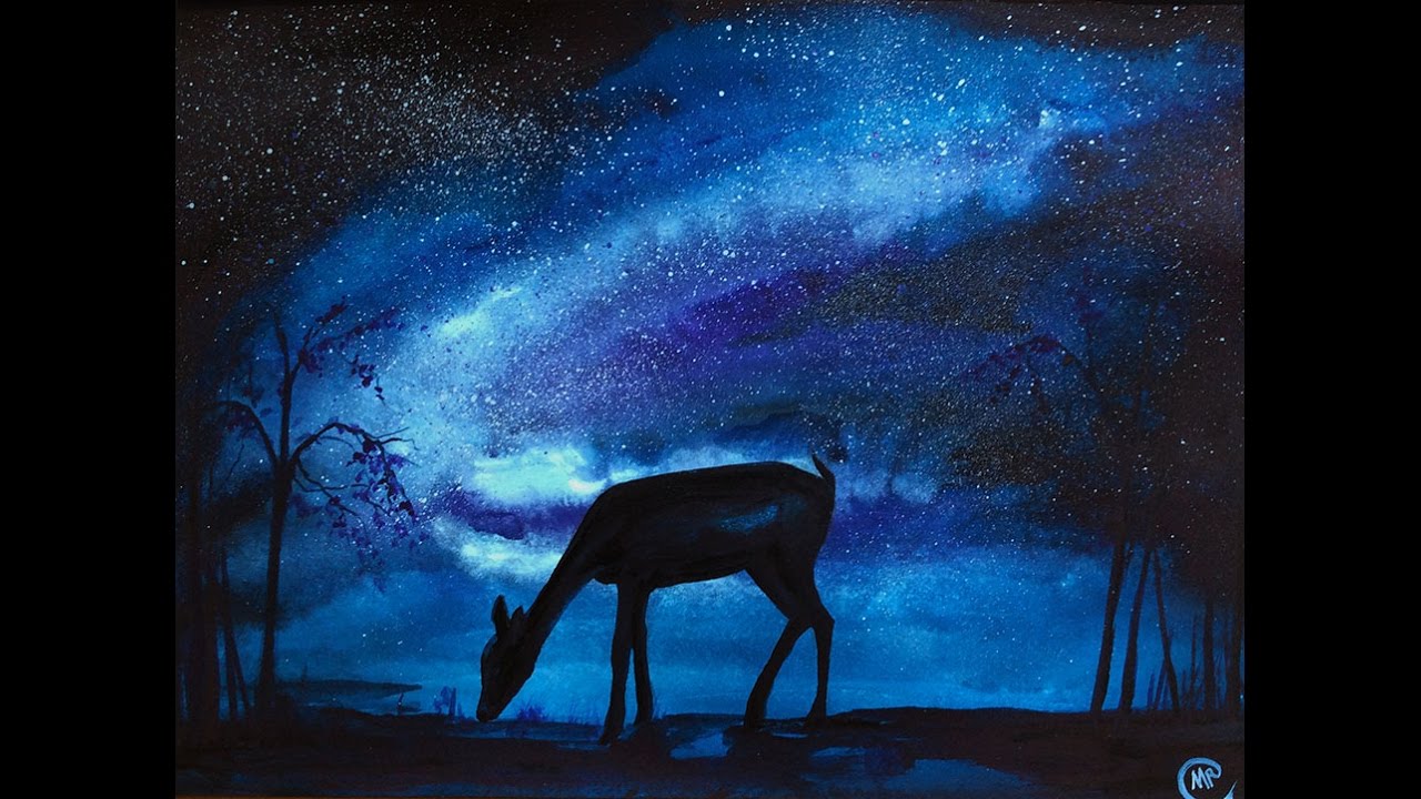 1280x720 Watercolor Northern Lights Real Time Painting Demonstration - Aurora Borealis Watercolor