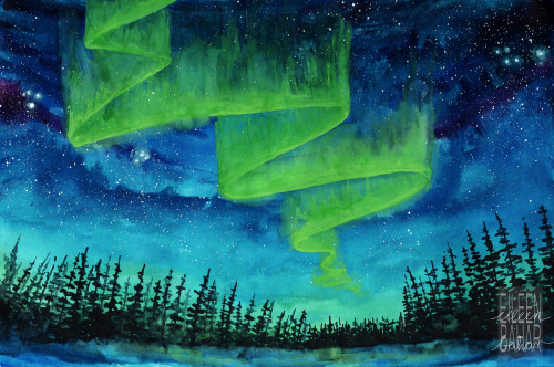 500x332 Watercolor Resist Tumblr - Aurora Borealis Watercolor