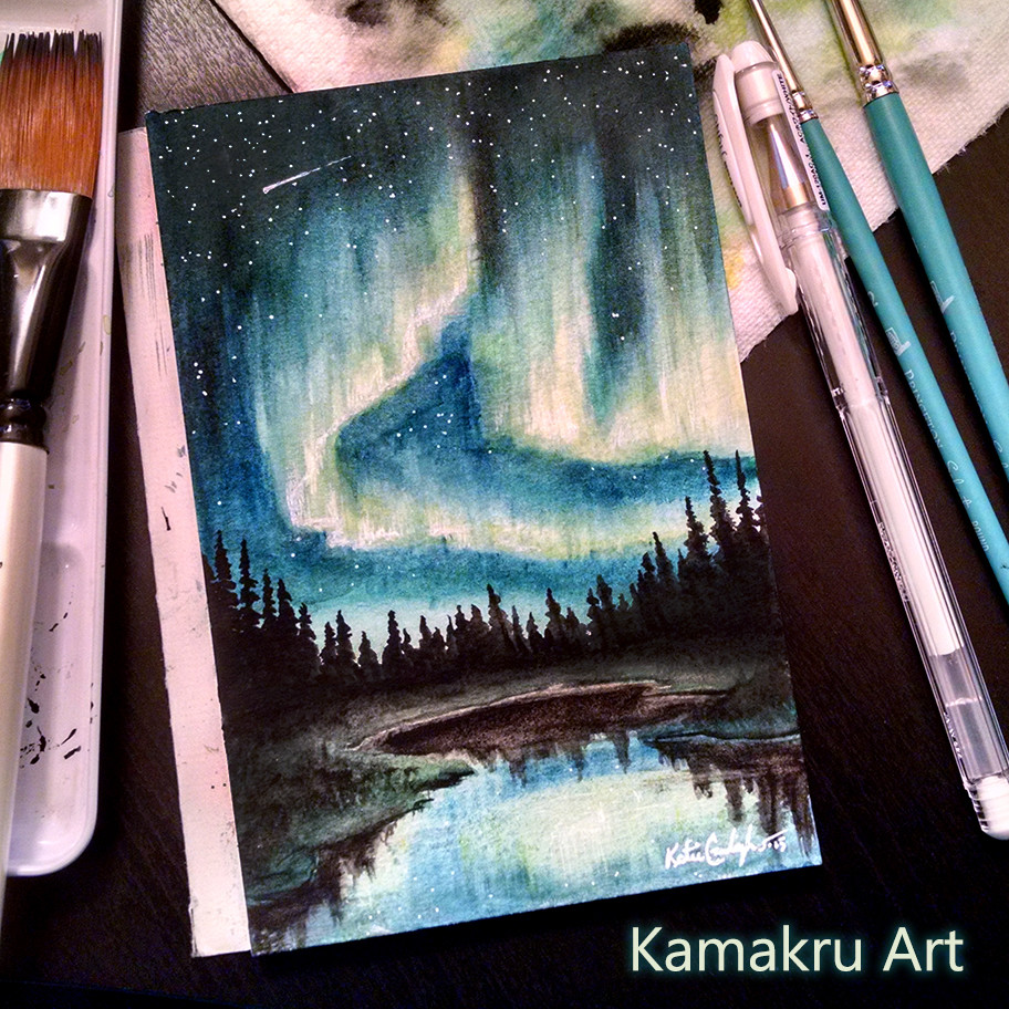 912x912 Artstation - Aurora Borealis Watercolor