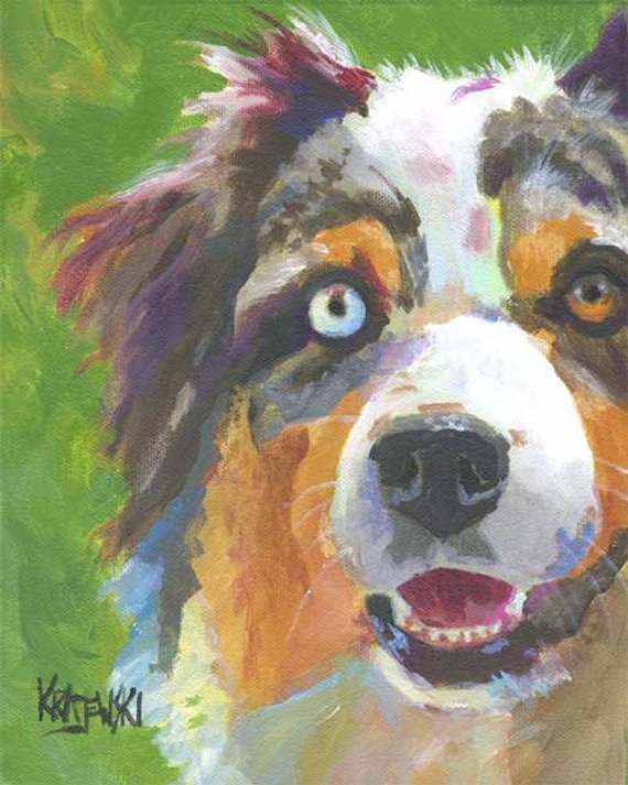 570x713 Australian Shepherd Art Print Of Original Watercolor Painting Etsy - Australian Shepherd Watercolor