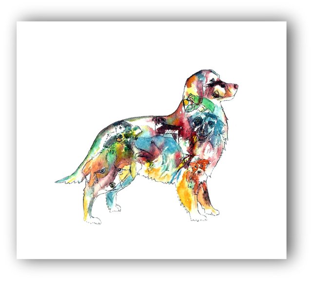 642x577 Australian Shepherd Art Shepherd Silhouette Watercolor Dog Etsy - Australian Shepherd Watercolor