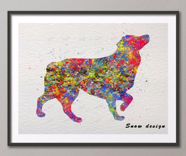 640x539 Original Australian Shepherd Watercolor Canvas Painting Dog Wall - Australian Shepherd Watercolor