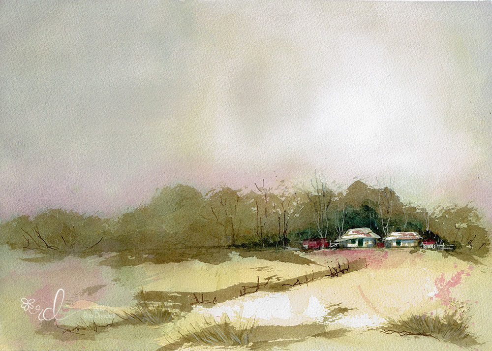 1000x713 Australian Homestead Watercolour - Australian Watercolour