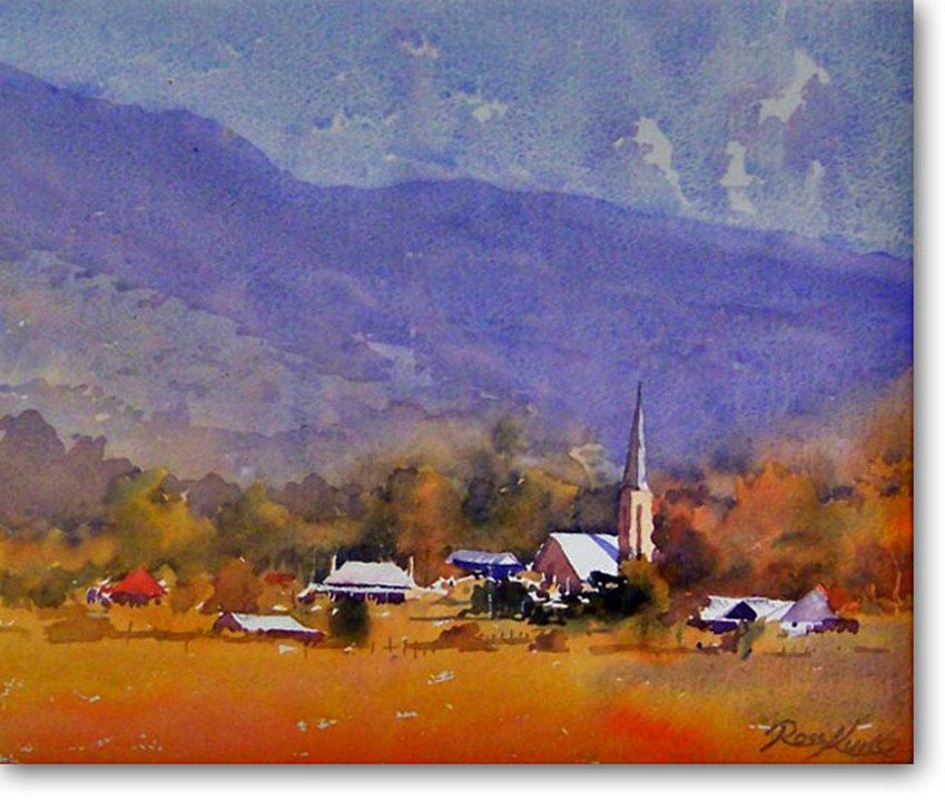 849x719 Mudgee Town - Australian Watercolour