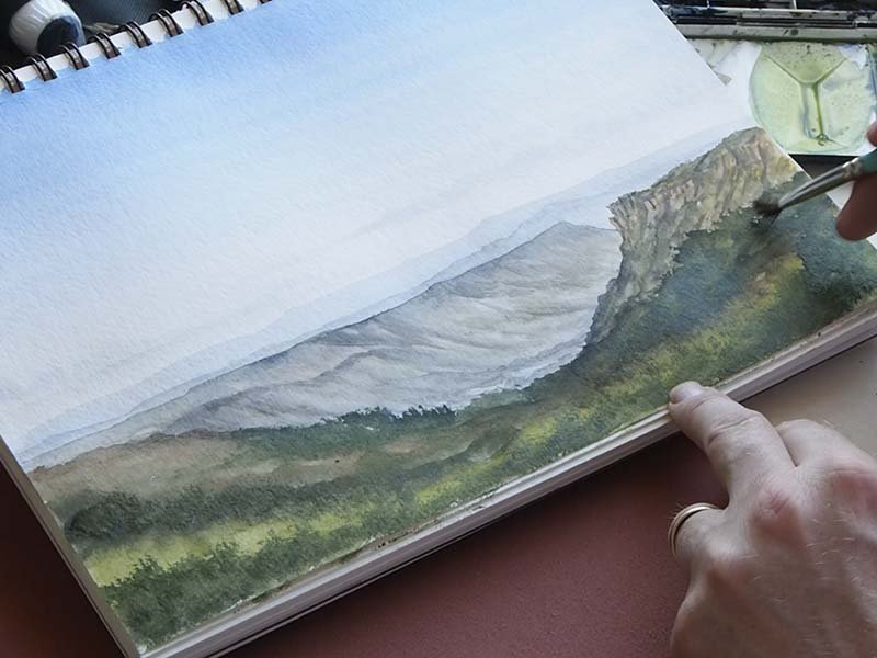 800x600 The Australian Blue Mountains In Watercolours. View From Katoomba - Australian Watercolour