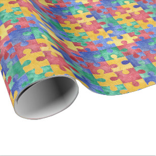 307x307 Autism Wrapping Paper Zazzle - Autism Watercolor