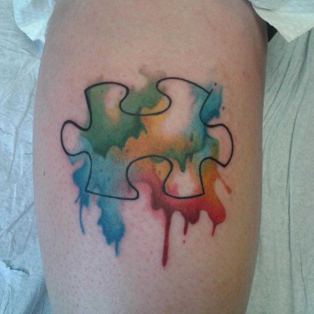 1259x1259 Me Rhcom Watercolor Puzzle Piece Tattoo Shoulder Puzzle - Autism Watercolor