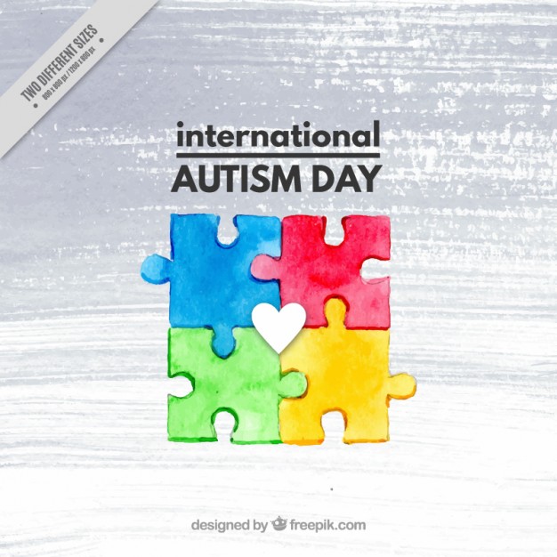 626x626 Watercolor Pieces Of Puzzle Autism Day Background Vector Free - Autism Watercolor