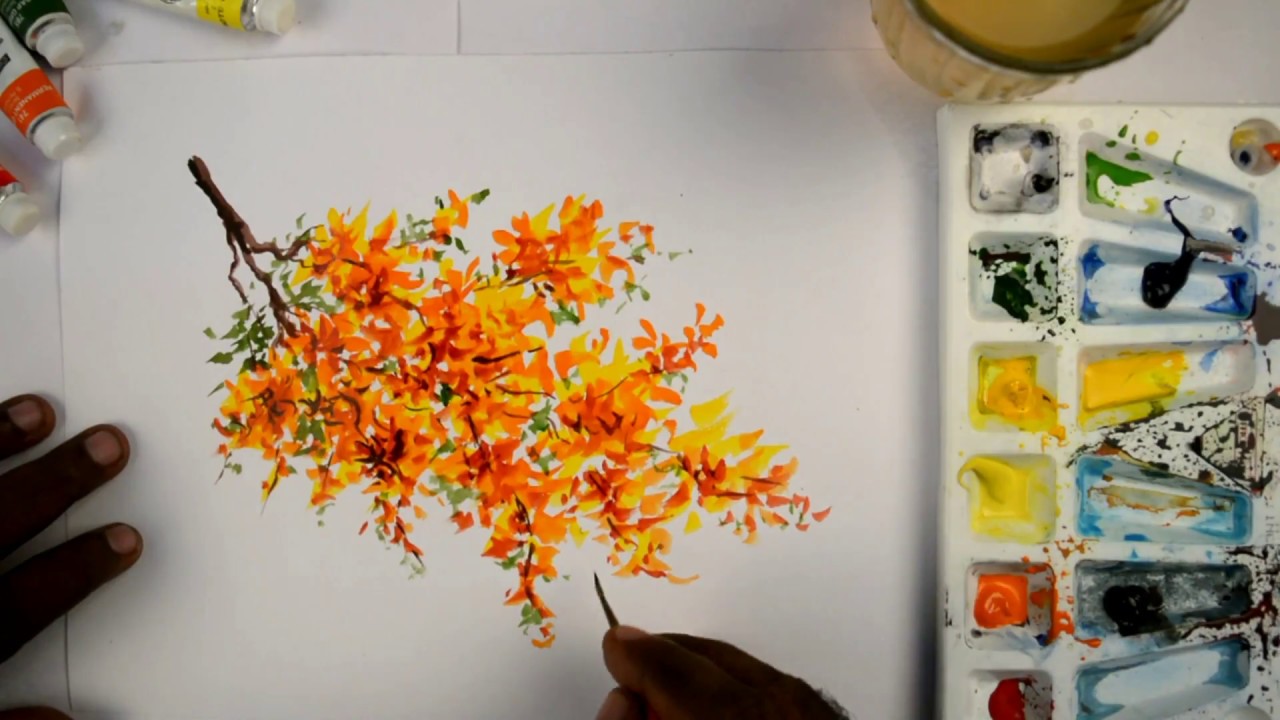1280x720 How To Paint An Autumn Tree With Watercolor - Autumn Tree Watercolor