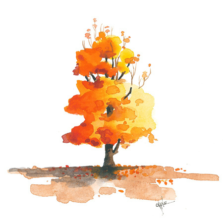 Autumn Tree Watercolor at PaintingValley.com | Explore collection of ...