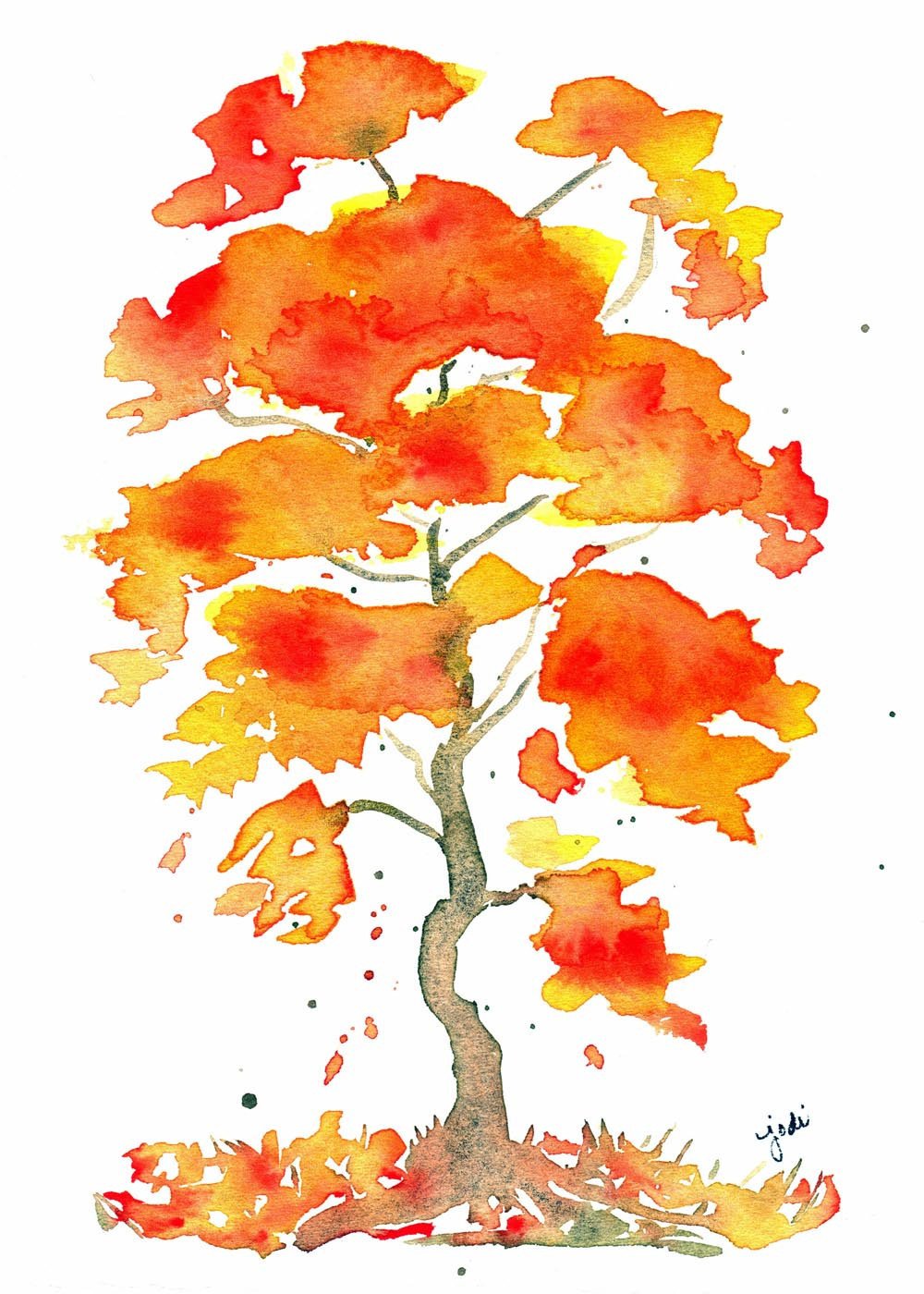 1000x1400 Autumn Tree - Autumn Tree Watercolor