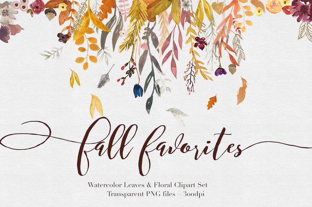 1000x666 Fall Watercolor Clipart - Autumn Watercolor