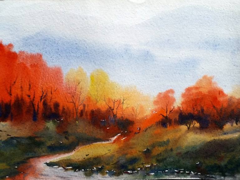 770x578 Autumn Forest Amp Himalaya Mountain - Autumn Watercolor