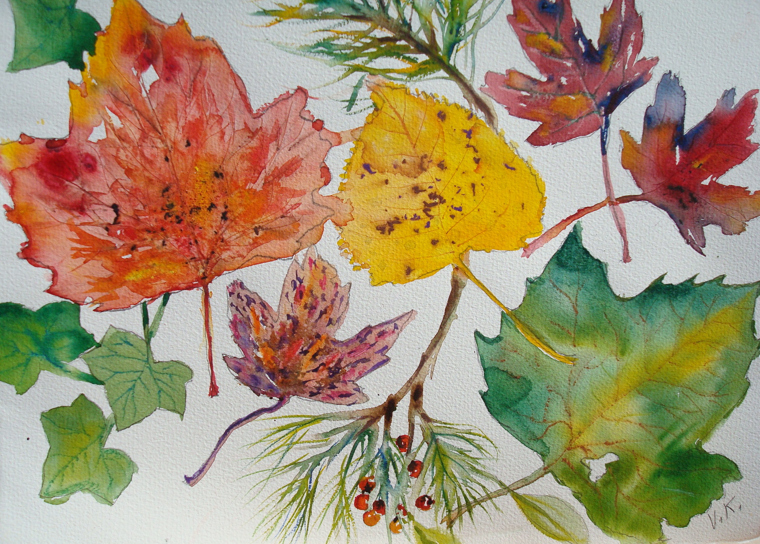 Рисование осенние листья