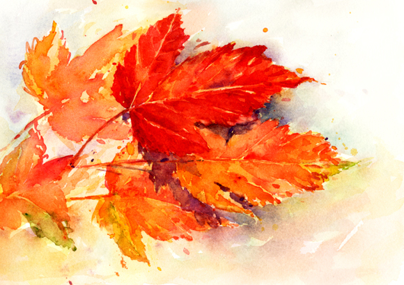 580x409 Sherry Schmidt Watercolors First Day Of Fall - Autumn Watercolor Paintings