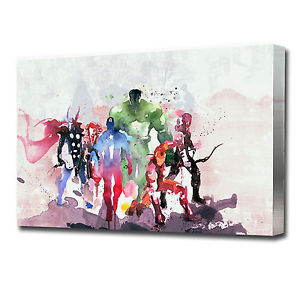 300x300 Large Avengers Watercolour Canvas Print Ez1212 Ebay - Avengers Watercolor