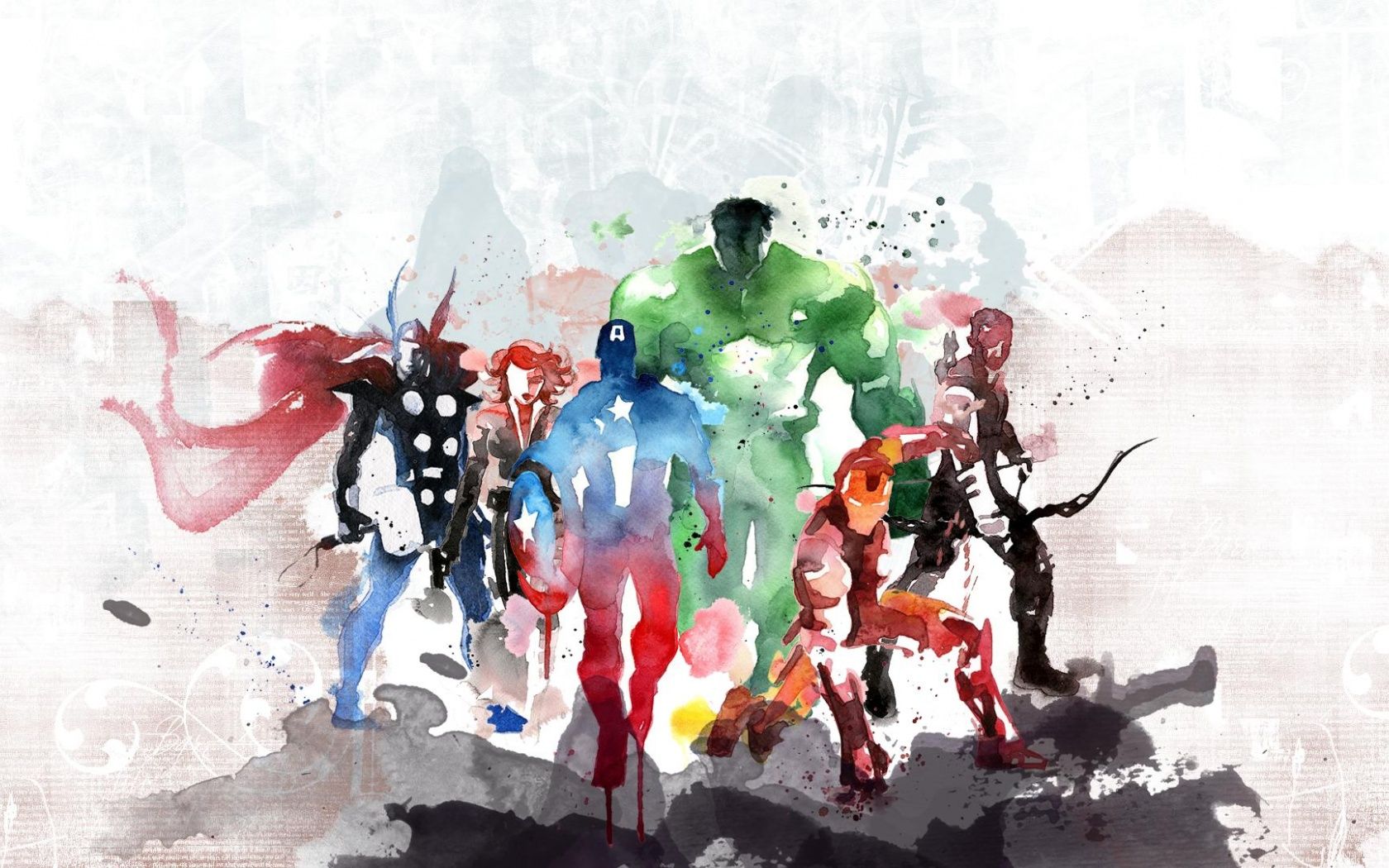 1680x1050 The Avengers Watercolor Painting Art Ideas - Avengers Watercolor