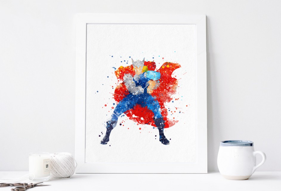 942x640 Thor Poster Avengers Watercolor Art Print, Nursery Wall Decor - Avengers Watercolor