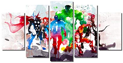 425x218 Picture Sensations Framed Canvas Art Print, Abstract - Avengers Watercolor