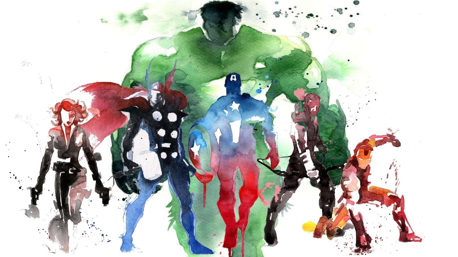 1920x1080 Avenger Watercolor, Awesome Work Here... Marvel - Avengers Watercolor