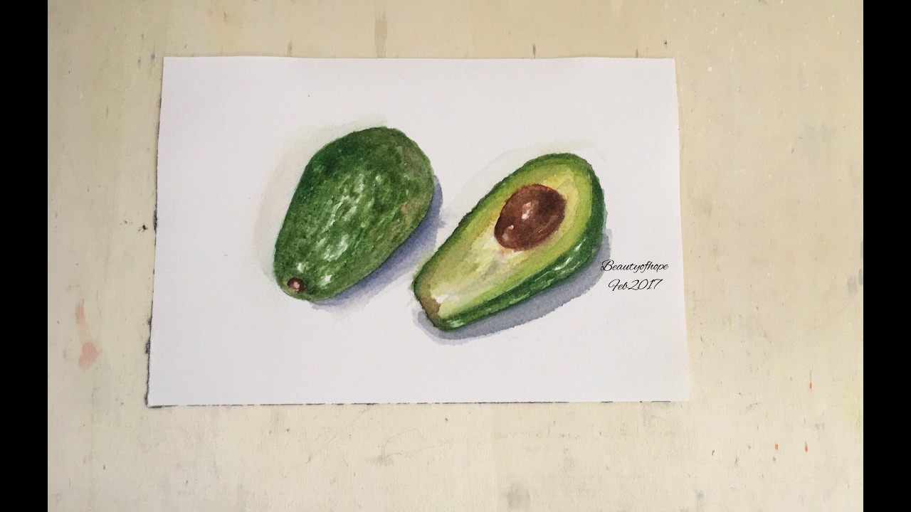 1280x720 How To Paint Avocado In Watercolors(Speed Painting) - Avocado Watercolor