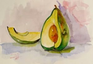 300x209 Avocado Still Life Vegetable Kitchen Original Watercolor Painting - Avocado Watercolor