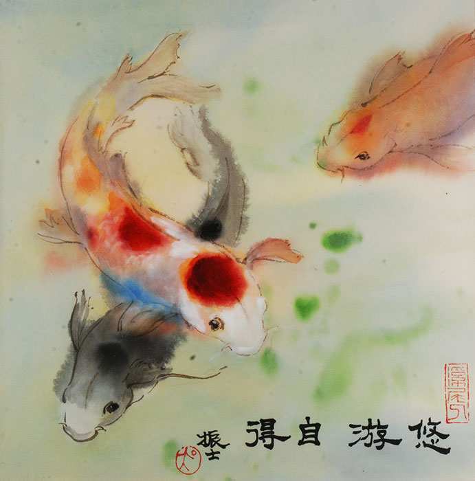 691x700 Chinese Watercolor Painting Awesome Watercolor Koi Fish Freedom - Awesome Watercolor