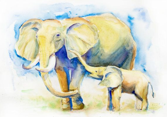 570x399 Wildlife Wall Decor Awesome Watercolor Painting Elephant With - Awesome Watercolor