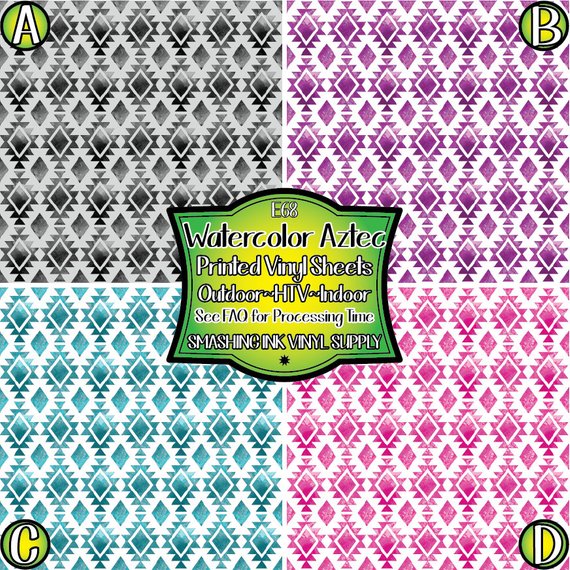 570x570 Aztec Watercolor Vinylprinted Heat Transfer Vinylpatterned Etsy - Aztec Watercolor