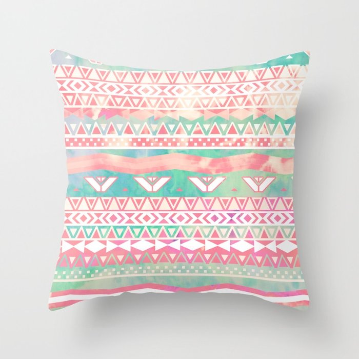 700x700 Watercolor Turquoise Pink Girly Abstract Aztec Throw Pillow By - Aztec Watercolor