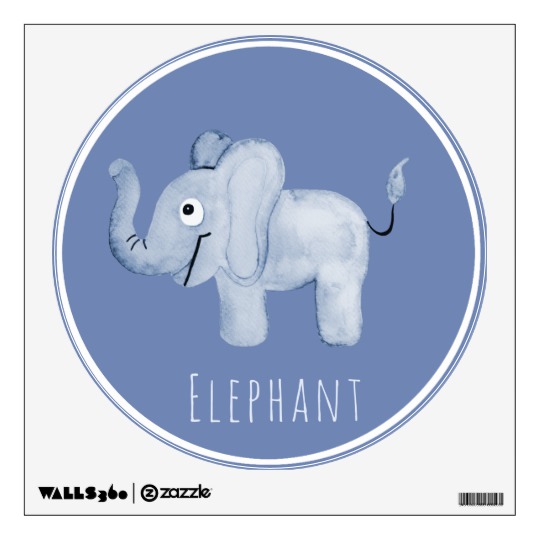 540x540 Baby Boy Watercolor Safari Elephant Nursery Art Wall Decal - Baby Boy Watercolor