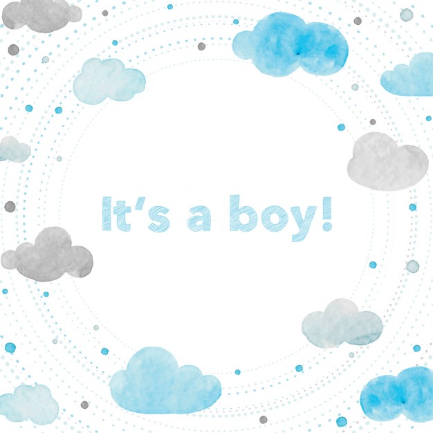 626x626 Baby Shower, Background With Watercolors Vector Free Download - Baby Boy Watercolor