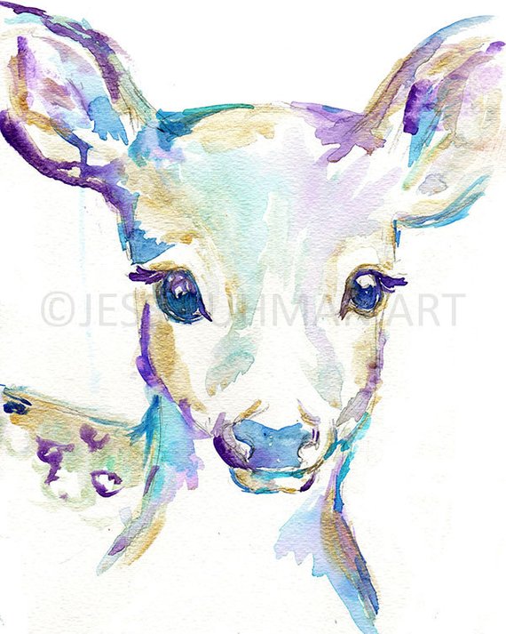 570x713 Baby Deer Watercolor Print Nursery Deer Print Deer Etsy - Baby Deer Watercolor