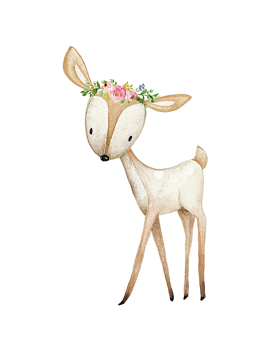 560x700 Boho Woodland Baby Nursery Deer Floral Watercolor Greeting Card - Baby Deer Watercolor