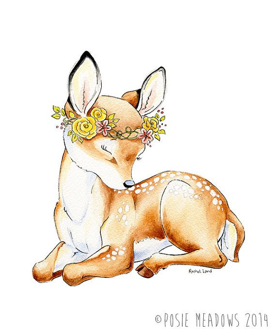 570x690 Fawn Wall Art, Fawn, Woodland Nursery, Watercolour Nursery - Baby Deer Watercolor