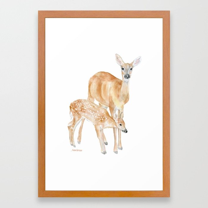 700x700 Mother And Baby Deer Watercolor Framed Art Print By Susanwindsor - Baby Deer Watercolor
