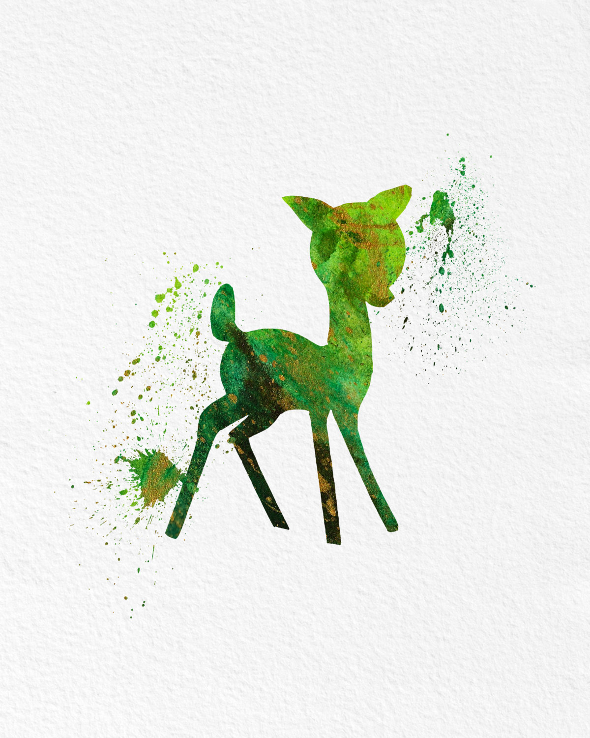 1200x1500 Watercolor Art Baby Deer Gift Modern 8x10 Wall Art Decor Cute - Baby Deer Watercolor