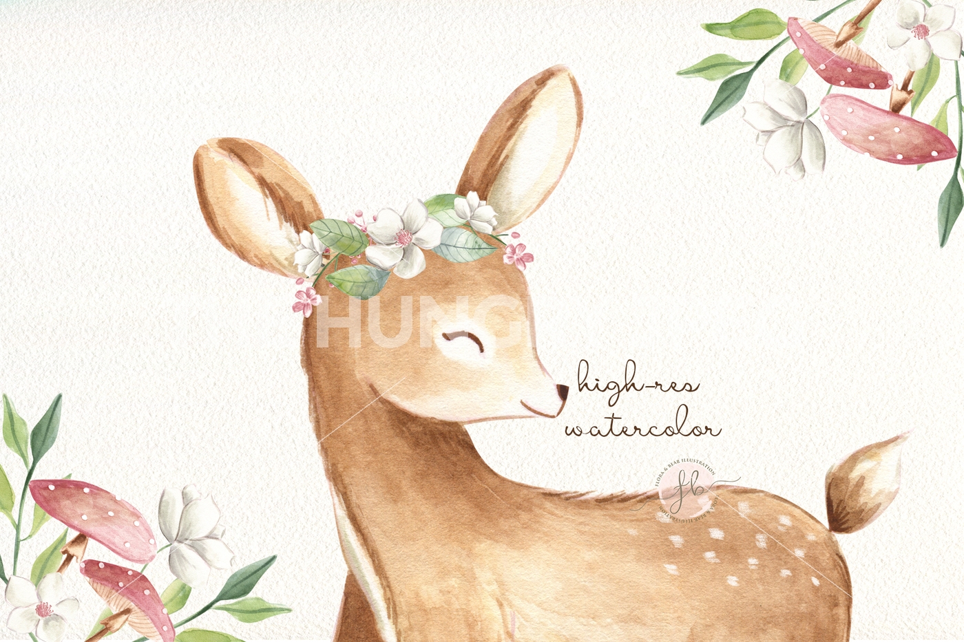 1400x933 Baby Deer I - Baby Deer Watercolor